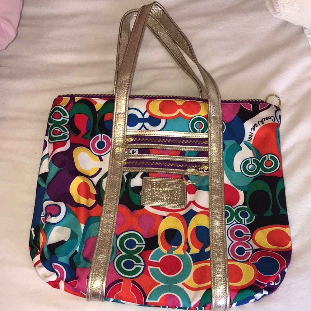 Multi Colored Coach Tote